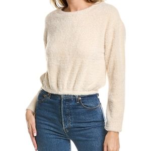 🌶REDUCED🌶 1.STATE fuzzy eyelash sweater color cream with gold metallic